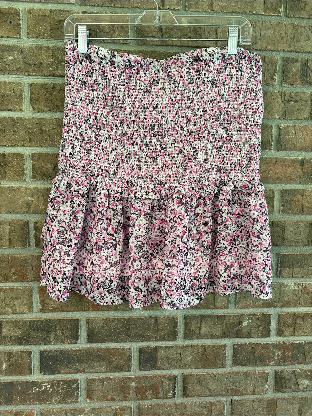 Floral Smocked Ruffled Mini Skirt Pink Floral